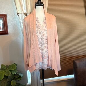 Floral Sleeveless Blouse with asymmetrical cardigan